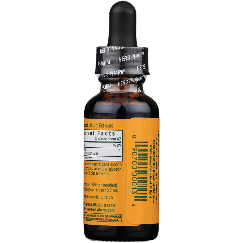 HPH004 | amber dropper bottle back showing orange label with supplement facts panel and barcode - Thumbnail
