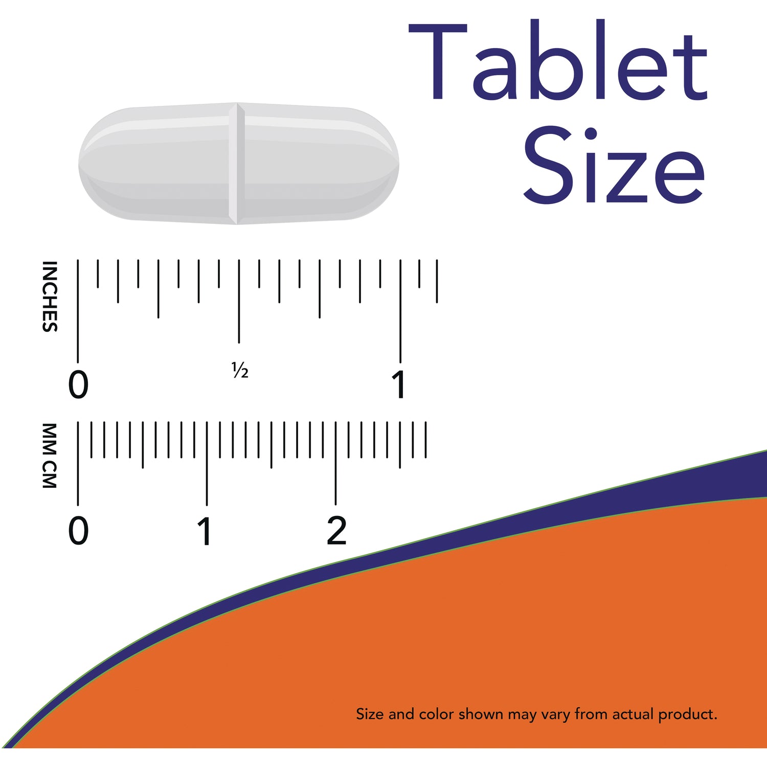 NWF829 | white scored tablet above inch and centimeter rulers labeled Tablet Size
