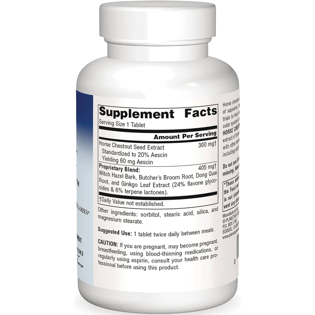 PF116 | bottle back label showing Supplement Facts panel and caution text for horse chestnut extract supplement - Thumbnail