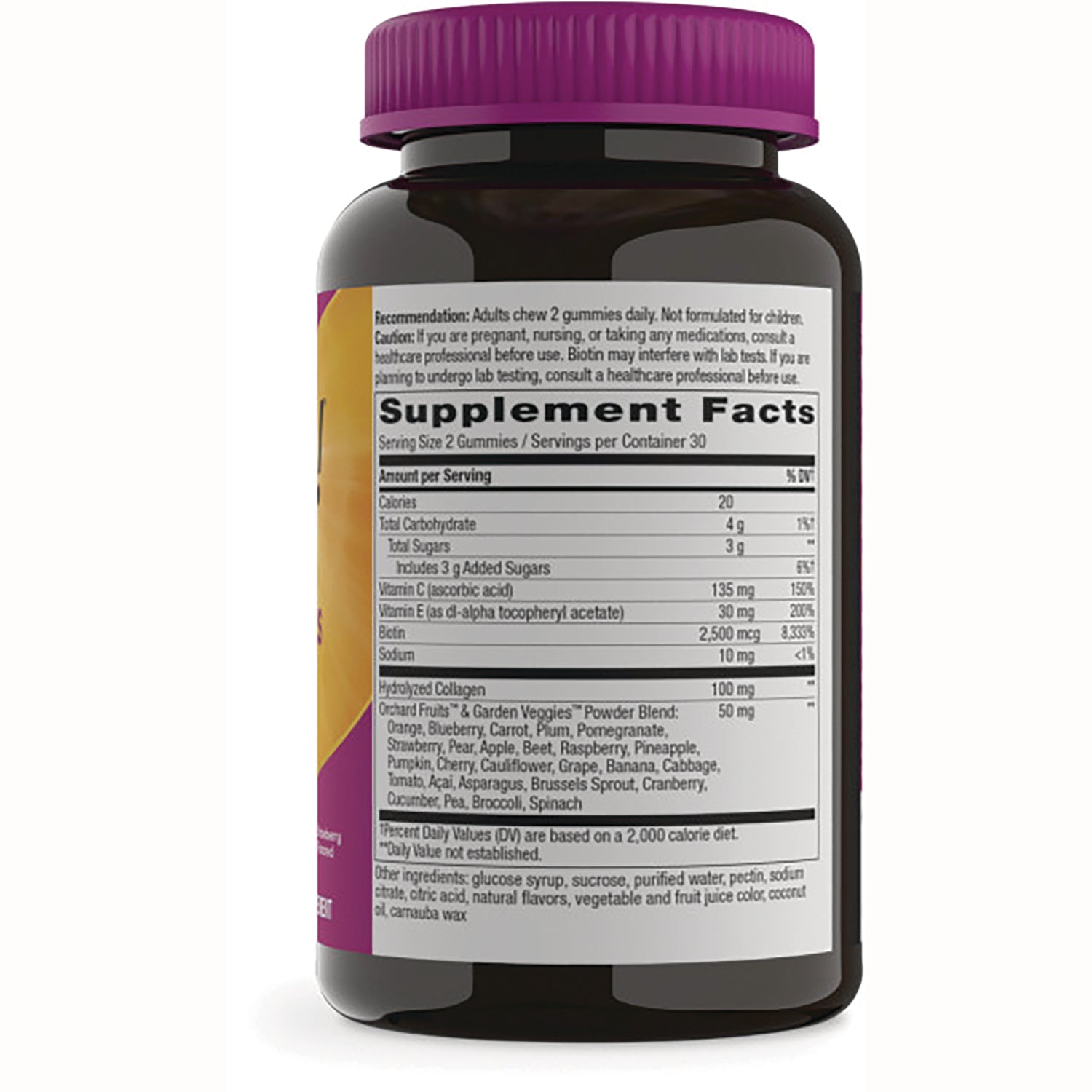NW976 | Back of dark supplement bottle showing Supplement Facts panel and ingredients list
