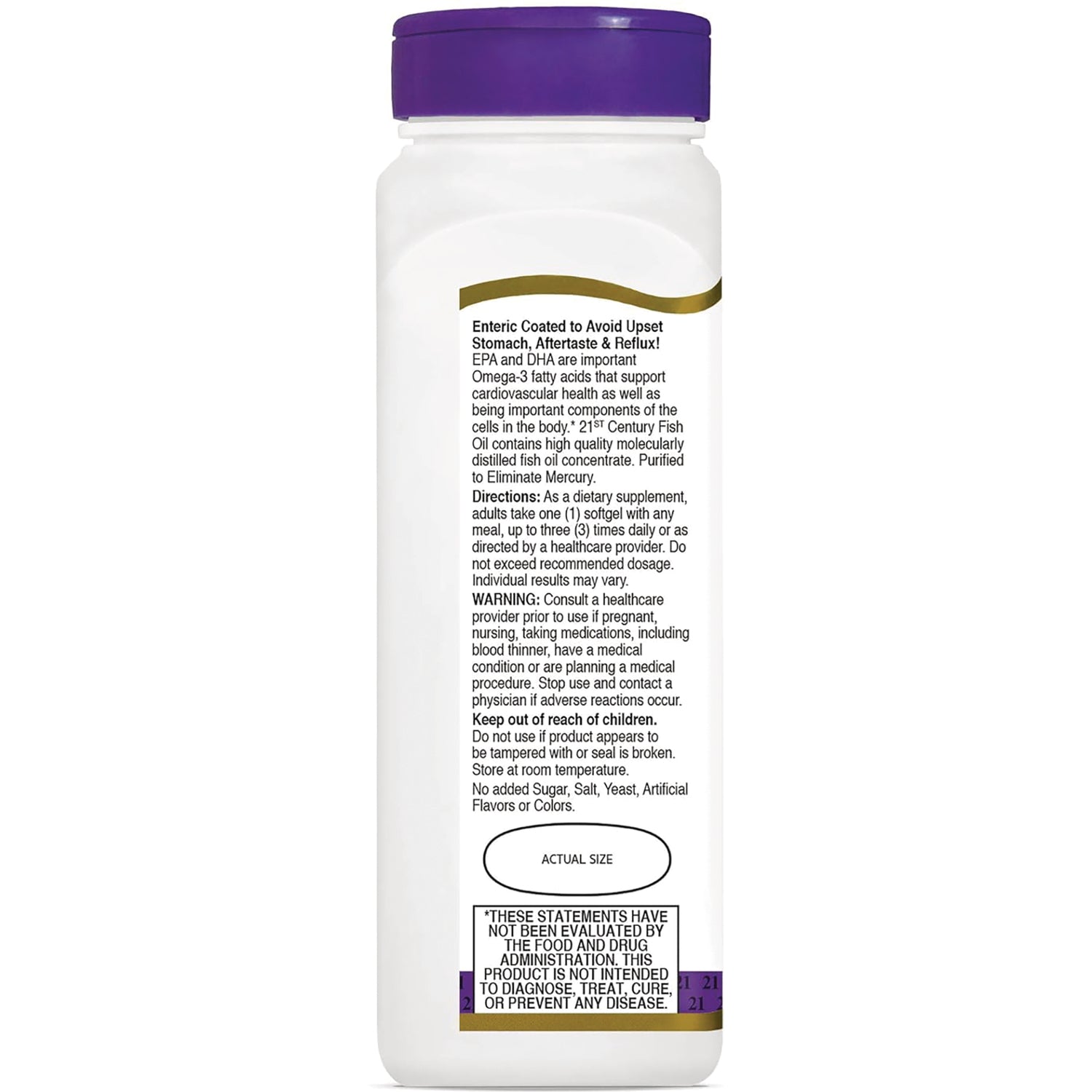 CNT118 | Back label of white supplement bottle showing directions, warnings, ingredients and an actual size oval