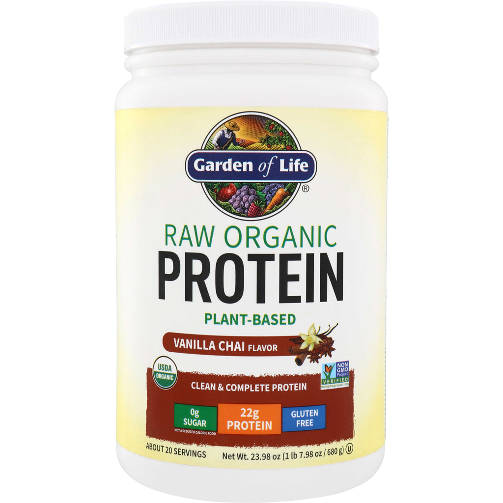 GLF176 | Garden of Life Raw Organic Protein Plant-Based, Vanilla Chai, 22g protein, gluten free - Thumbnail