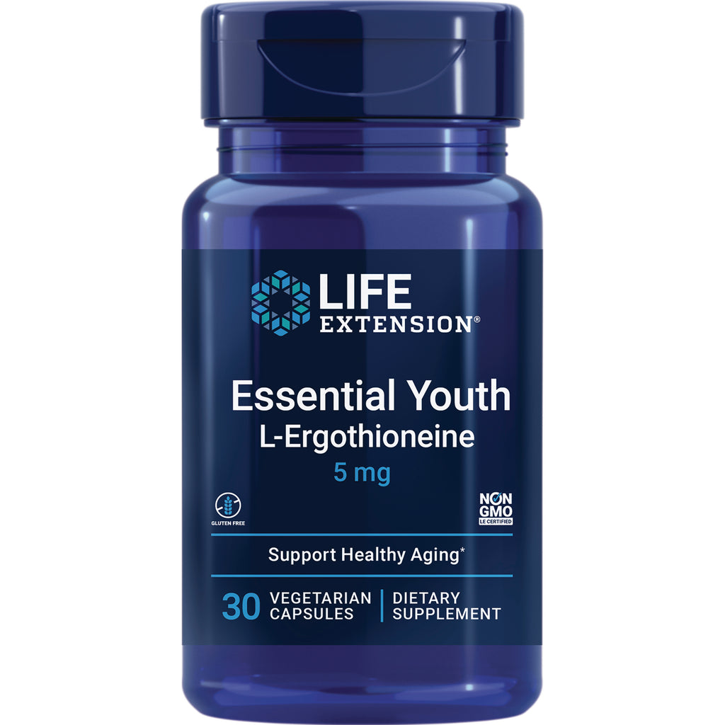 LE582 | Life Extension Essential Youth L-Ergothioneine 5 mg bottle, 30 vegetarian capsules dietary supplement - Thumbnail