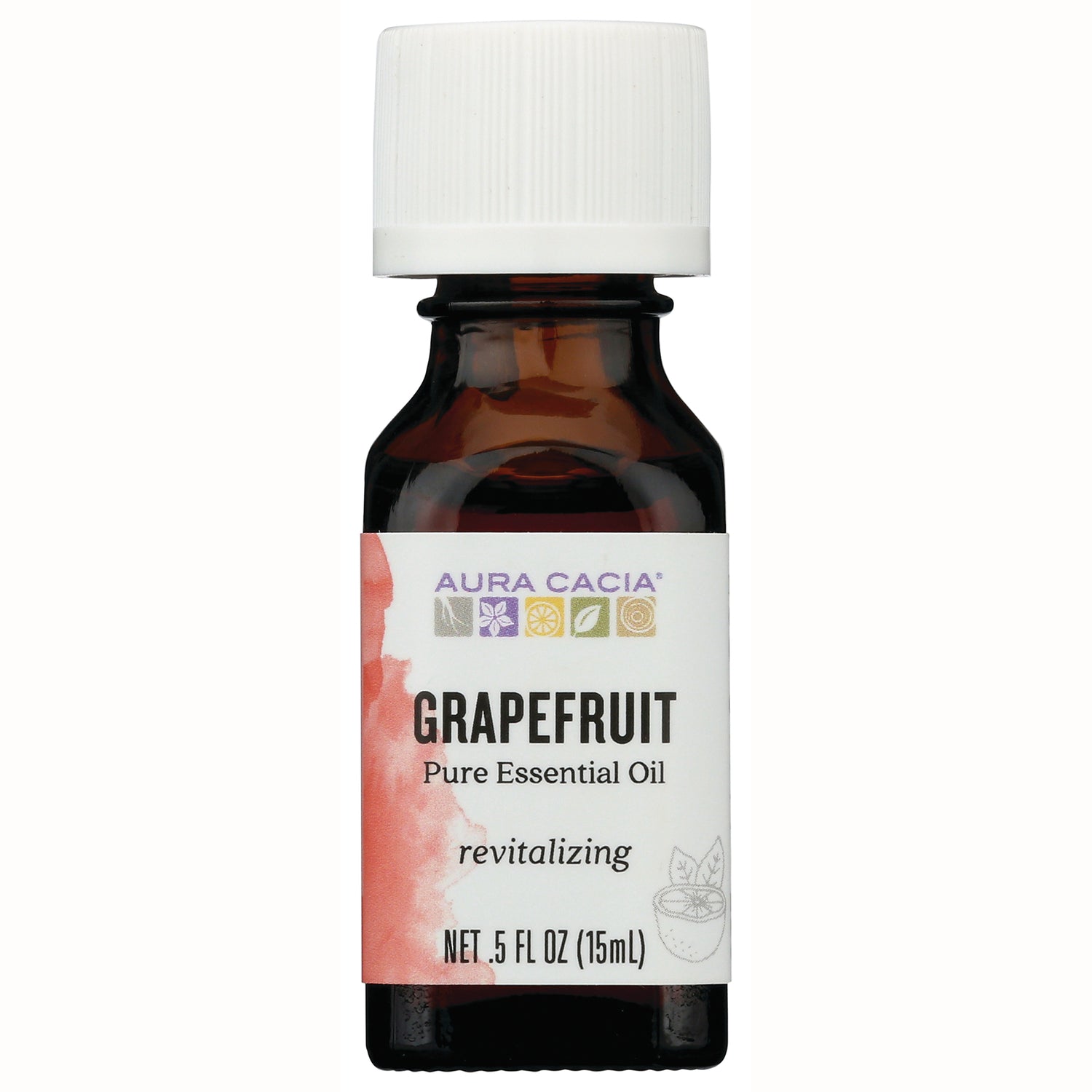 ARC034 | Aura Cacia Grapefruit pure essential oil bottle, revitalizing, 0.5 fl oz