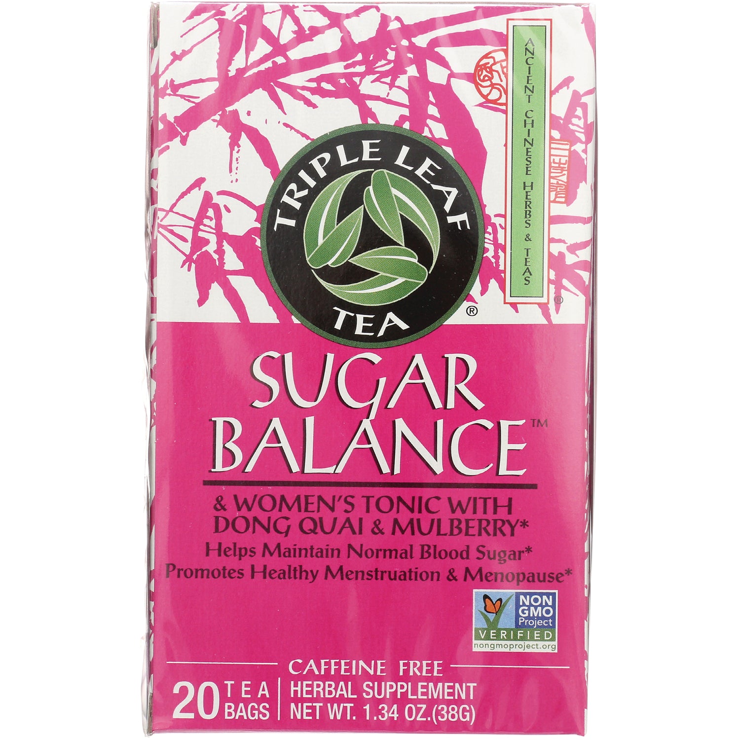 TLT017 | Triple Leaf Tea Sugar Balance herbal tea, women's tonic with dong quai & mulberry, 20 tea bags