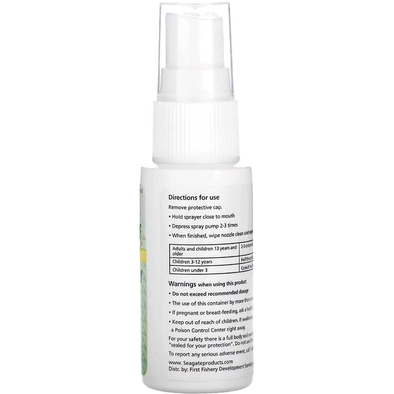 SEG006 | back of white spray bottle showing directions for use and warnings text