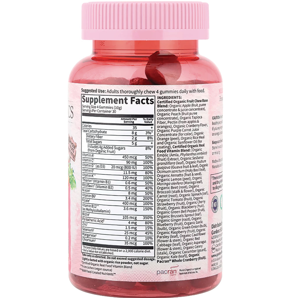 GLF239 | back label showing Supplement Facts and ingredient list on pink gummy bottle - Thumbnail