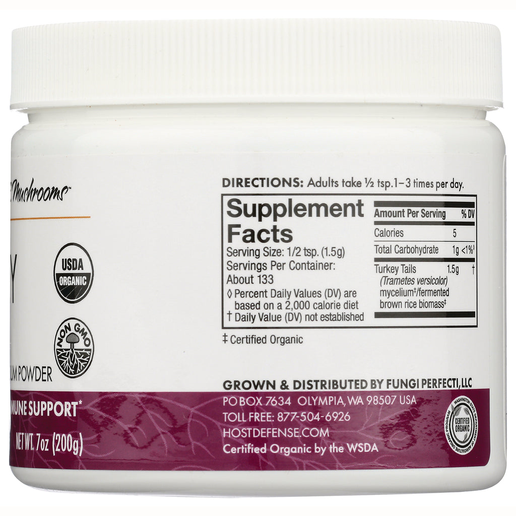 FUN050 | back label showing Supplement Facts panel, directions, USDA Organic and Non GMO seals, net wt 7 oz (200g) - Thumbnail