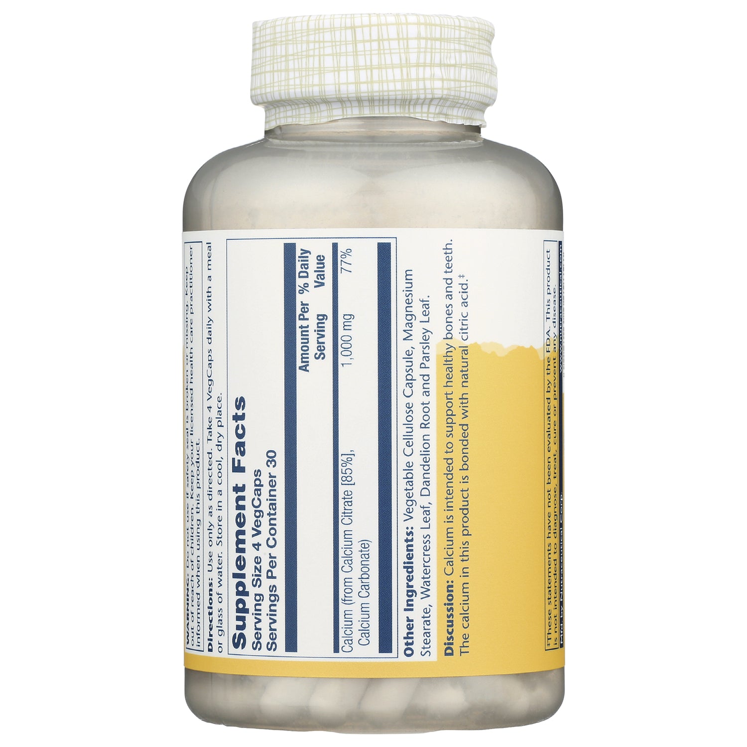 SLR334 | back of supplement bottle showing Supplement Facts panel and ingredient text