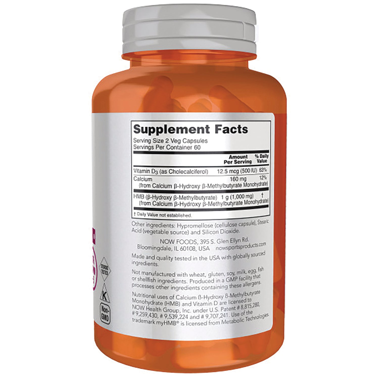NWF1305 | back of orange supplement bottle showing Supplement Facts panel and ingredient text