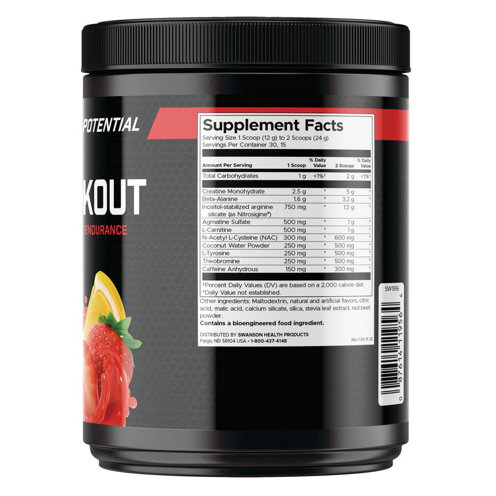 SW1956 | Back of supplement tub showing Supplement Facts panel, ingredients, and barcode - Thumbnail