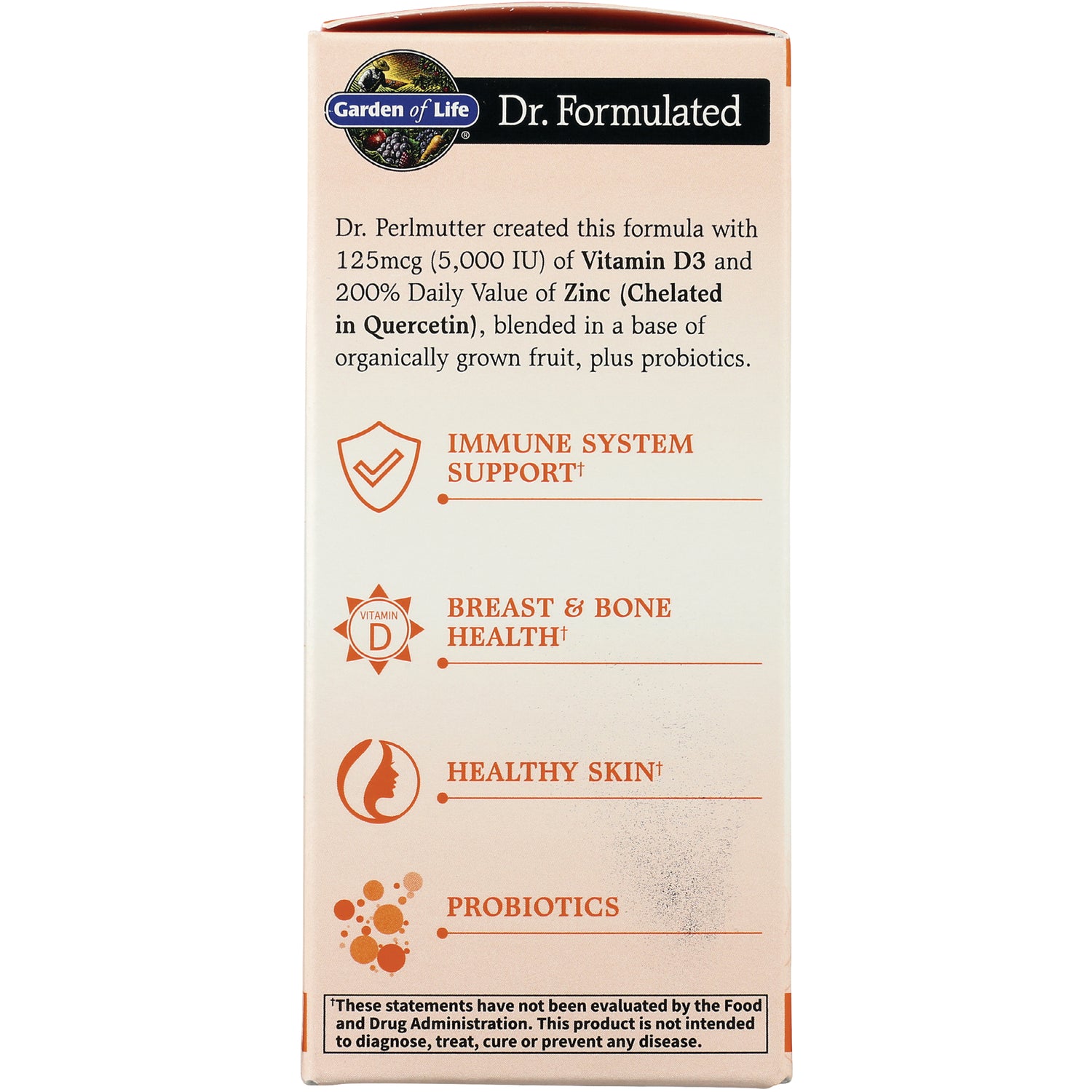 GLF363 | Dr. Formulated box side listing immune system support, breast & bone health, healthy skin, probiotics