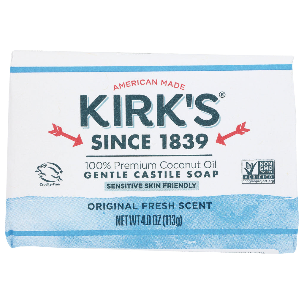 KIR001 | Kirk's gentle castile soap bar packaging, 100% premium coconut oil, original fresh scent, net wt 4.0 oz - Thumbnail