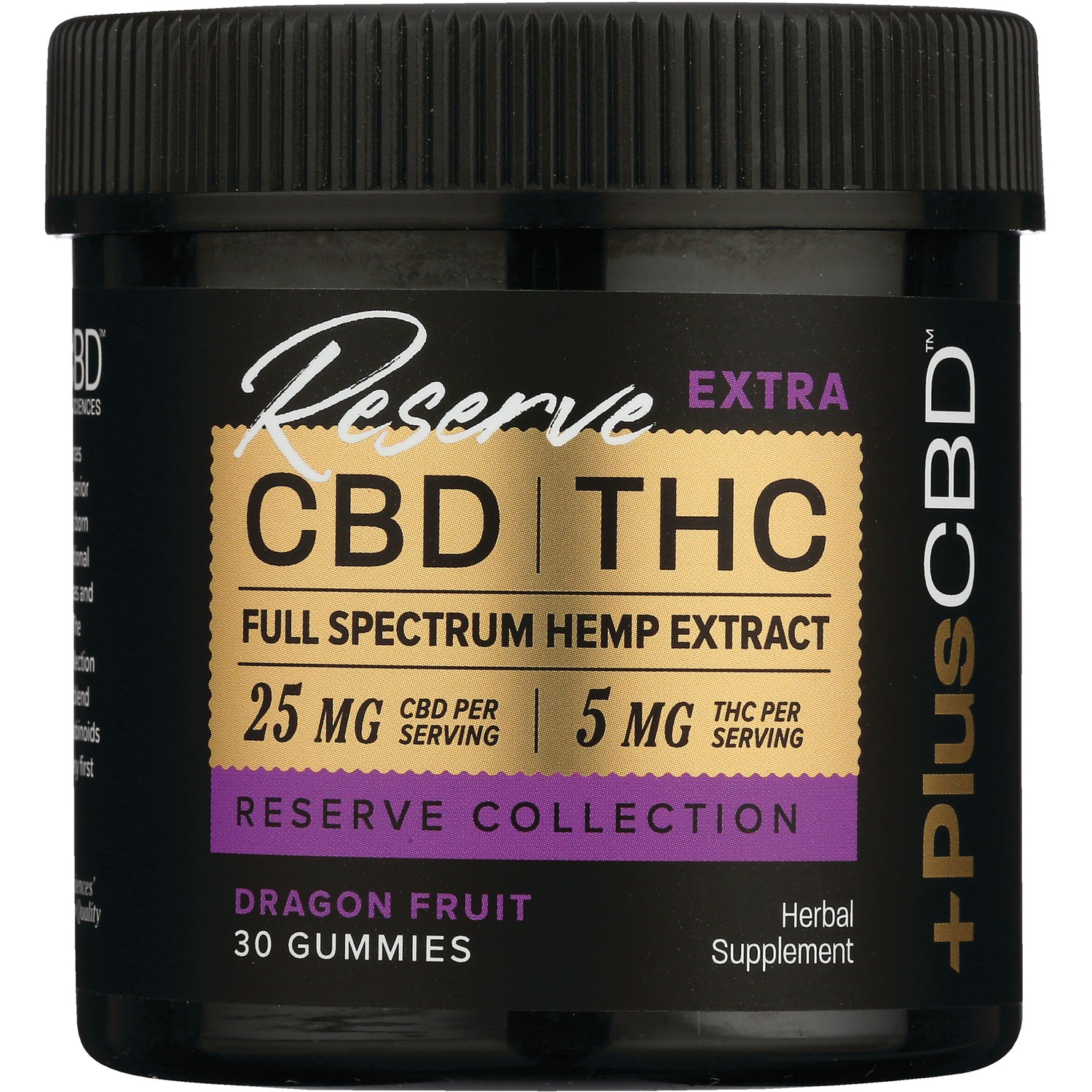 CV047 | Reserve CBD | THC full spectrum hemp extract front label, dragon fruit 30 gummies