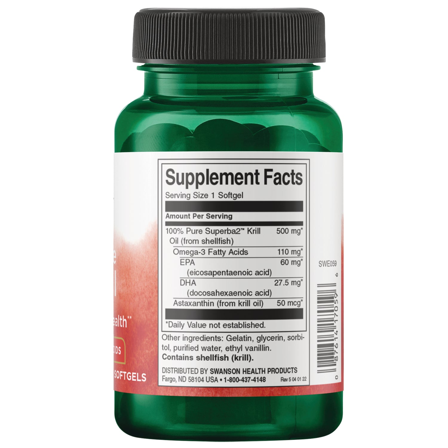 SWE059 | Back label with supplement facts and serving information