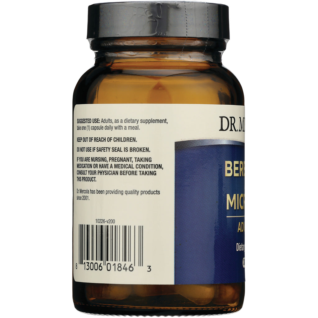 MRC093 | Back of amber supplement bottle showing warning text, suggested use and barcode - Thumbnail