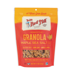 BOB473 | Bob's Red Mill Homestyle Granola Maple Sea Salt front pouch with window showing granola