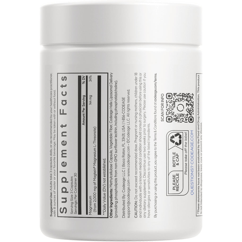 CDG021 | White supplement jar back label showing Supplement Facts panel, ingredient table and QR code - Thumbnail