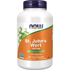 NWF711 | NOW St. John's Wort 300 mg supplement bottle labeled 250 Veg Capsules