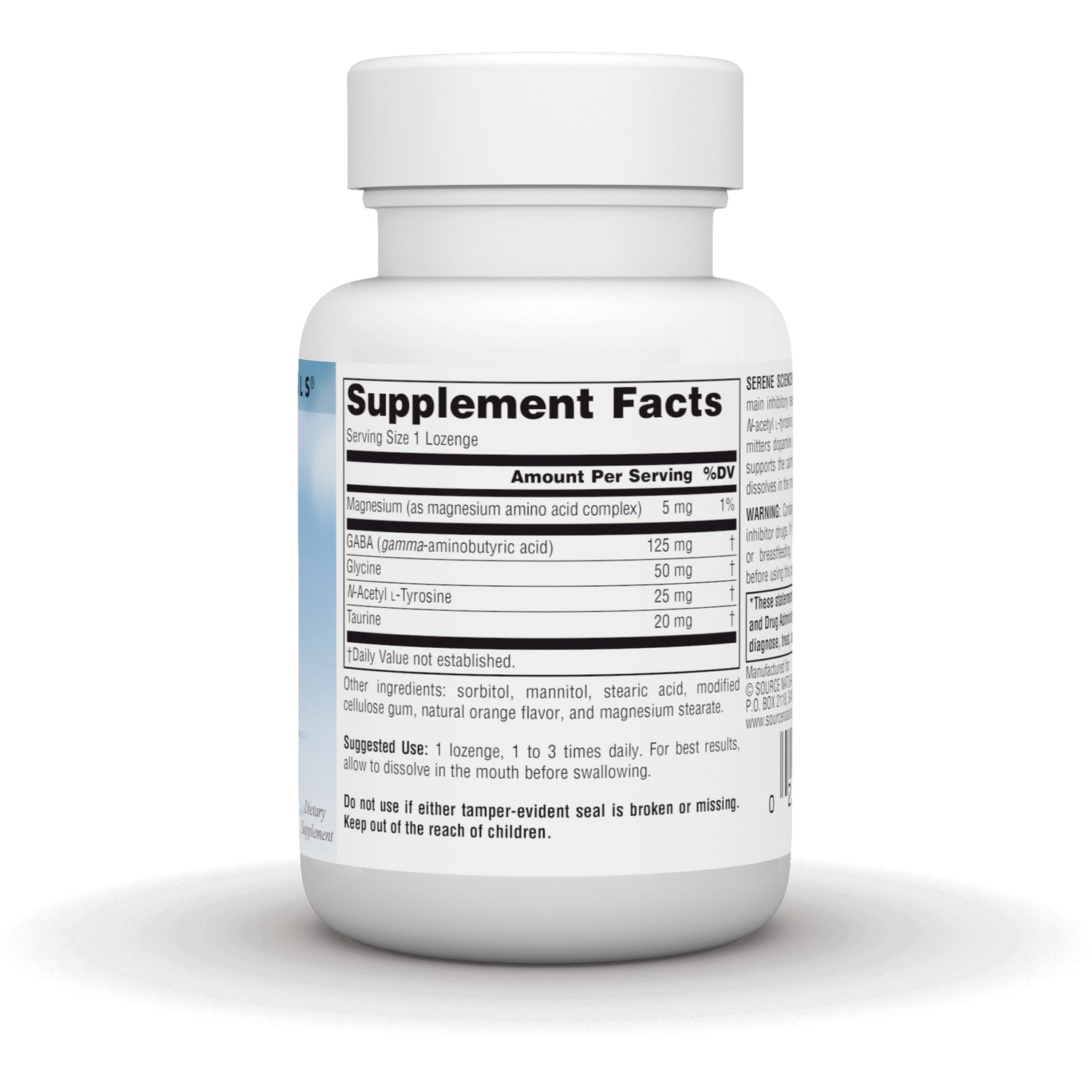 SN384 | Back label with Supplement Facts panel and ingredients list