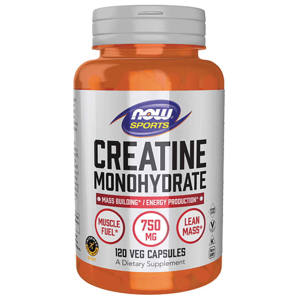 NWF873 | NOW Sports Creatine Monohydrate 750 MG bottle, 120 veg capsules - Thumbnail