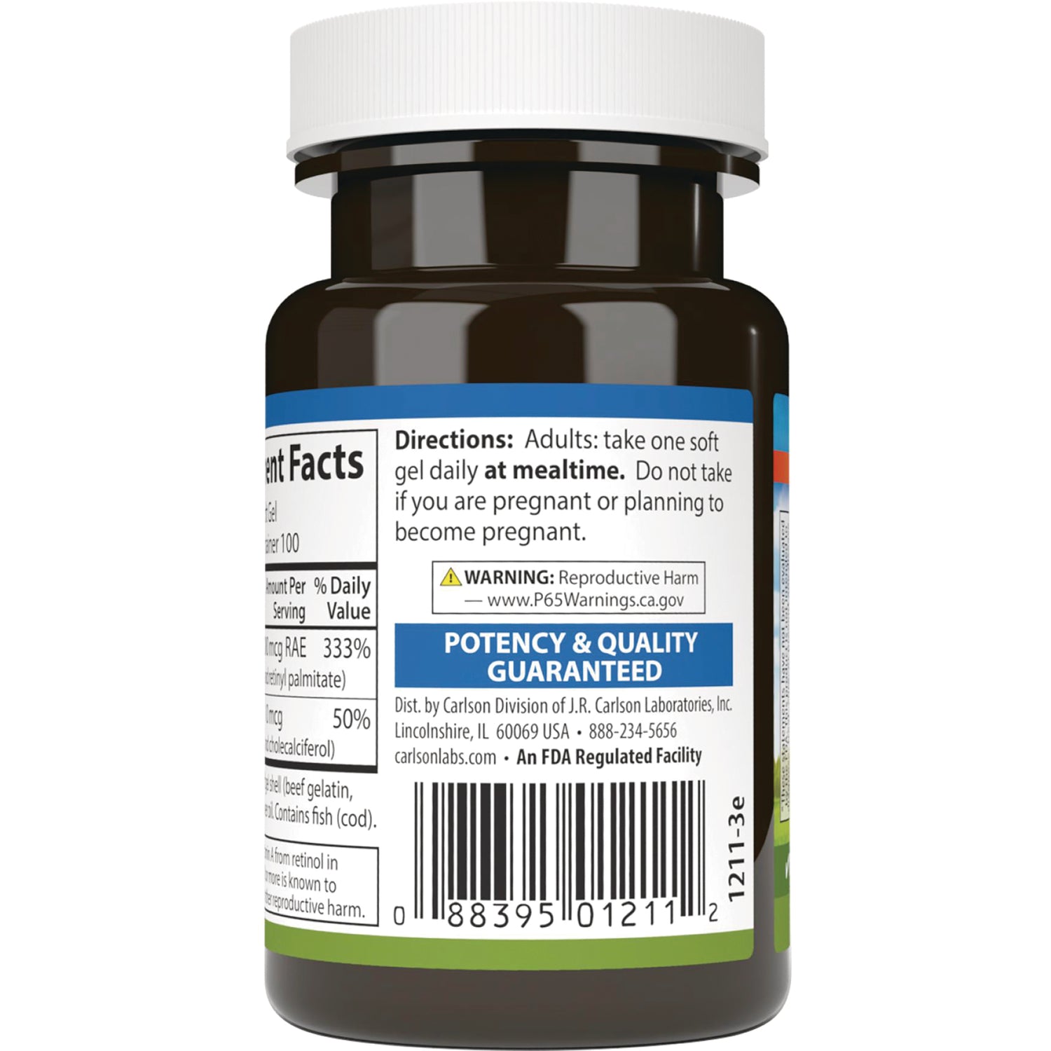 CSN152 | back label with directions, warning, potency & quality guaranteed banner and barcode