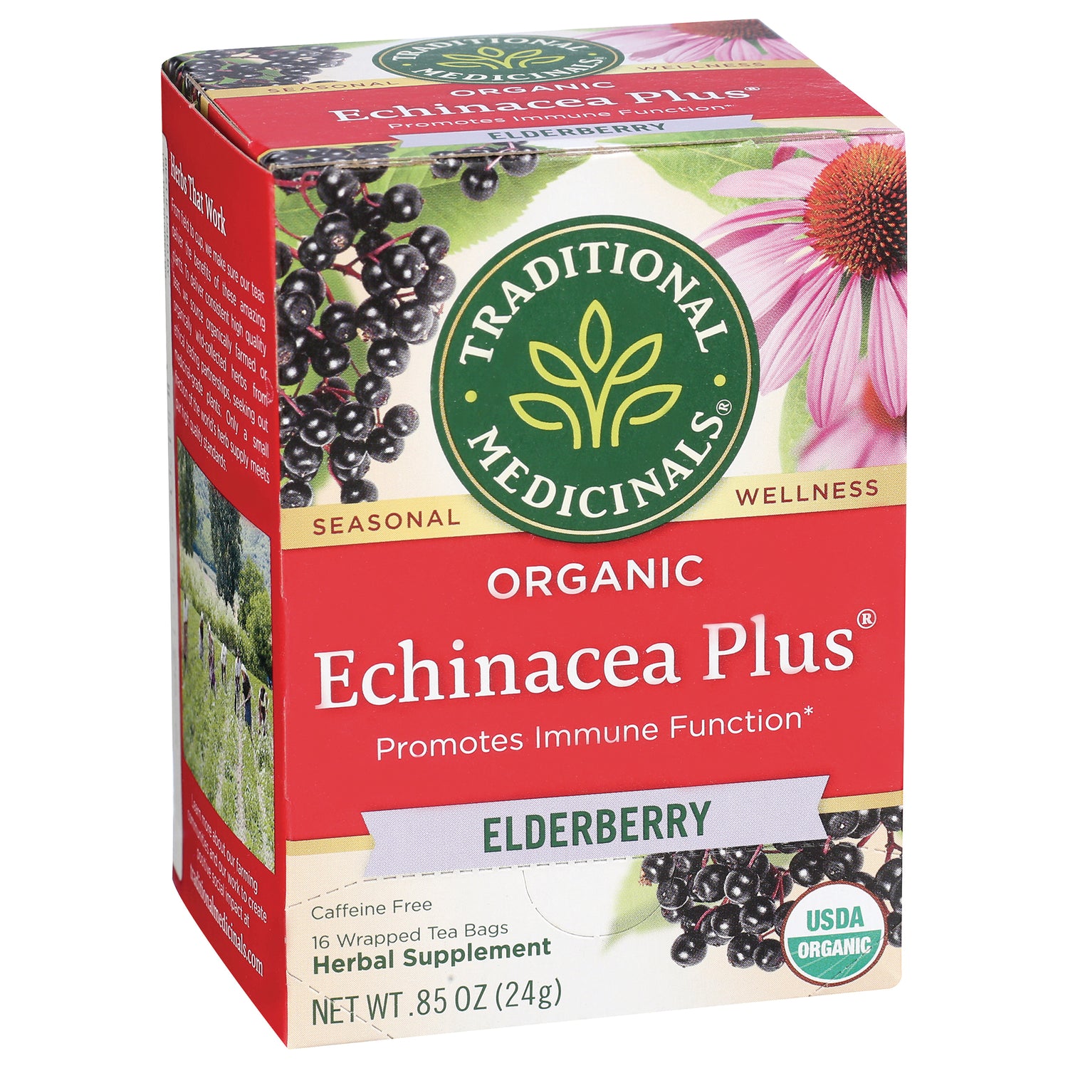 TMD016 | Traditional Medicinals Organic Echinacea Plus Elderberry herbal tea, 16 wrapped tea bags