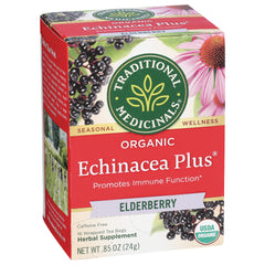 TMD016 | Traditional Medicinals Organic Echinacea Plus Elderberry herbal tea, 16 wrapped tea bags