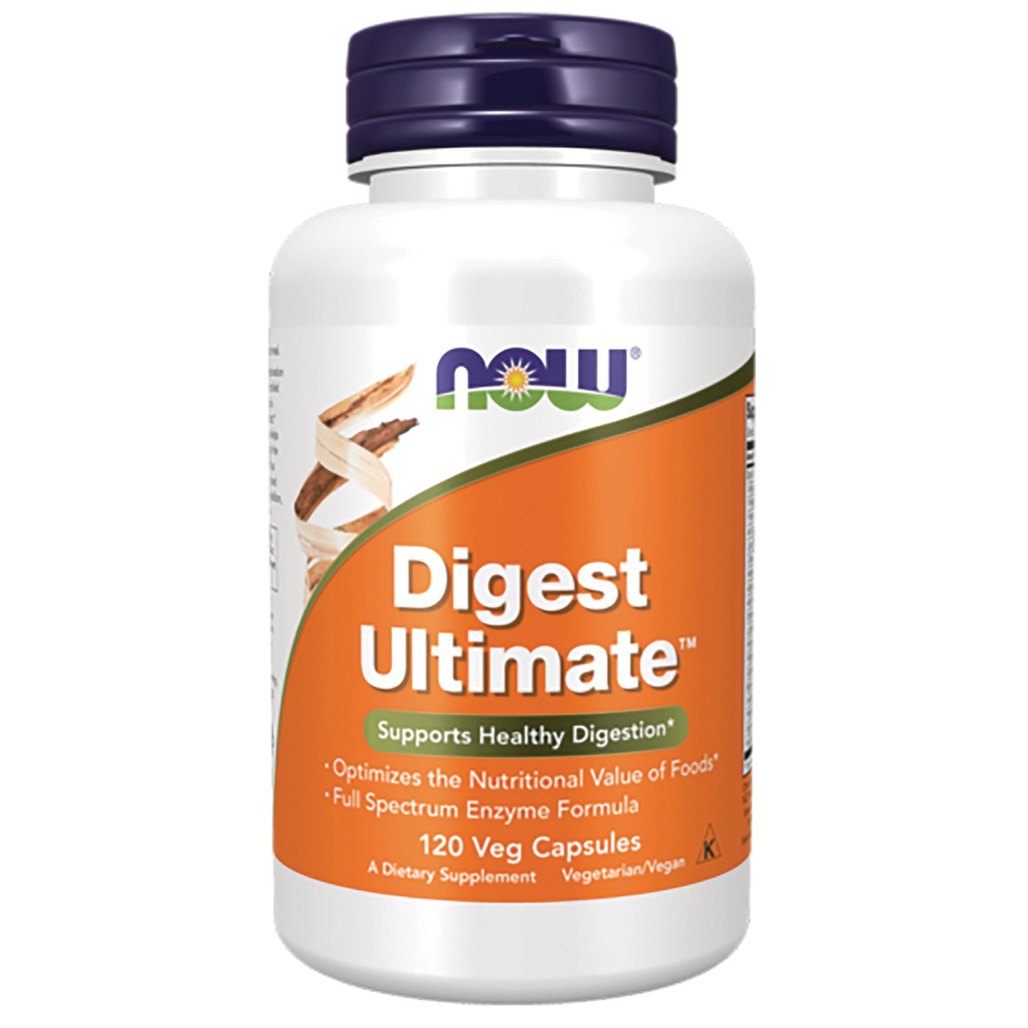 NWF1071 | NOW Digest Ultimate orange bottle, dietary supplement 120 Veg Capsules supports healthy digestion