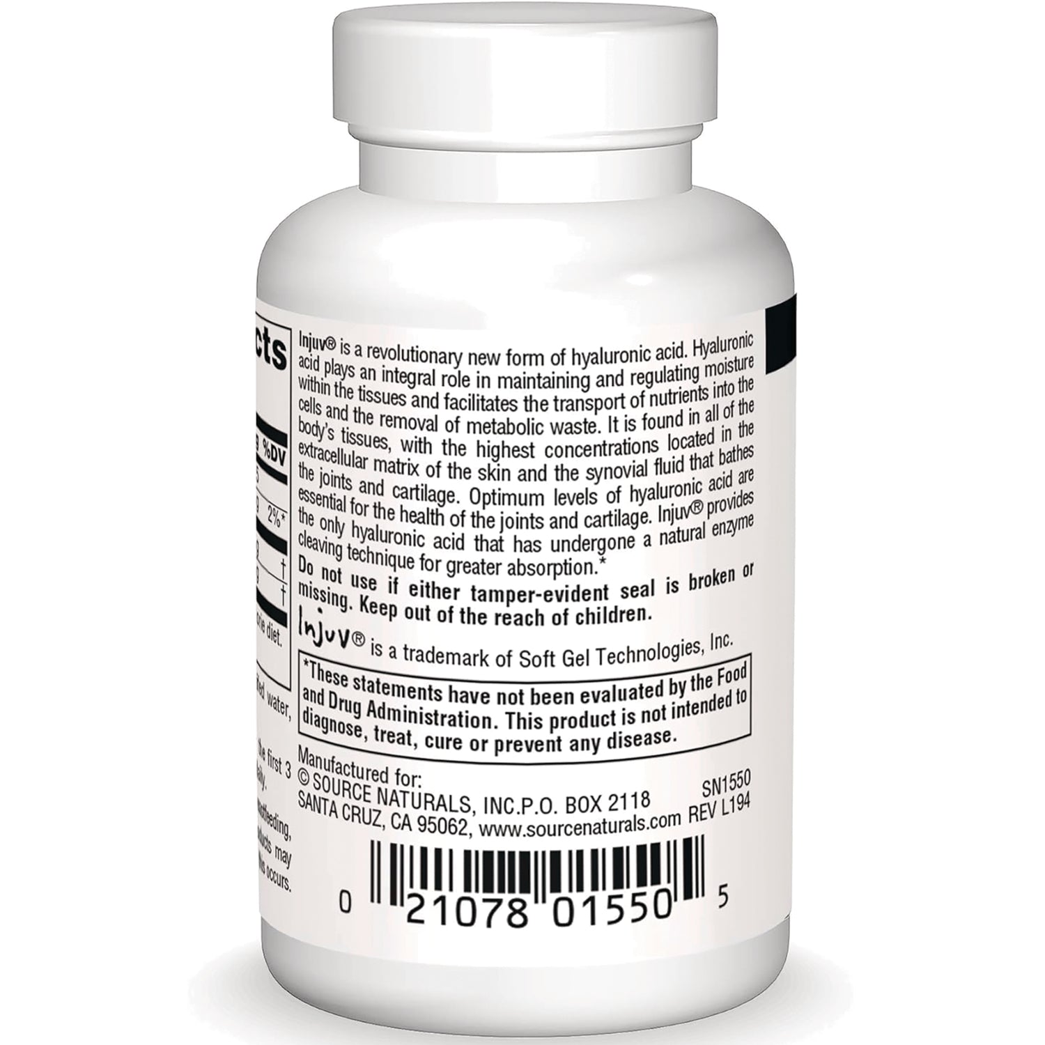 SN344 | Back label with warnings, FDA disclaimer, and barcode