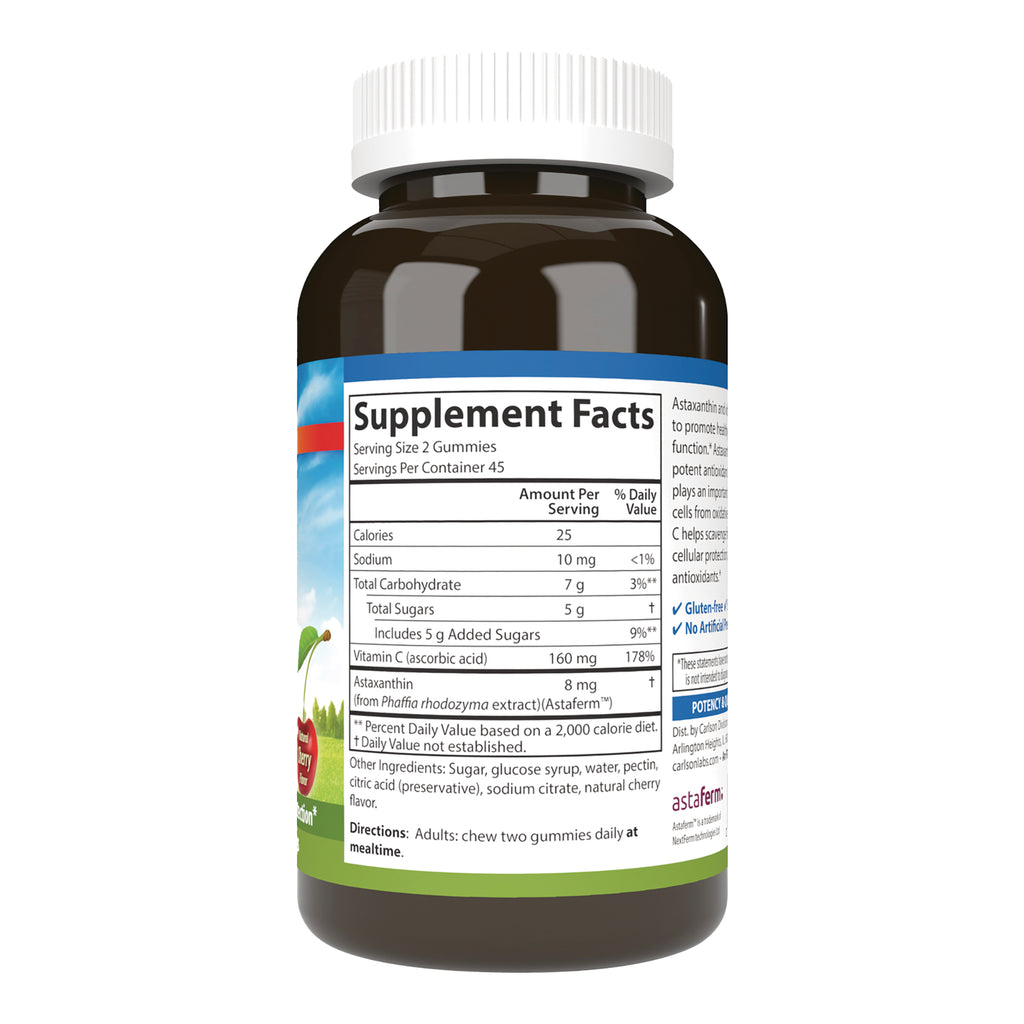 CSN294 | Back of brown supplement bottle showing Supplement Facts panel with serving size 2 gummies and nutrition facts - Thumbnail