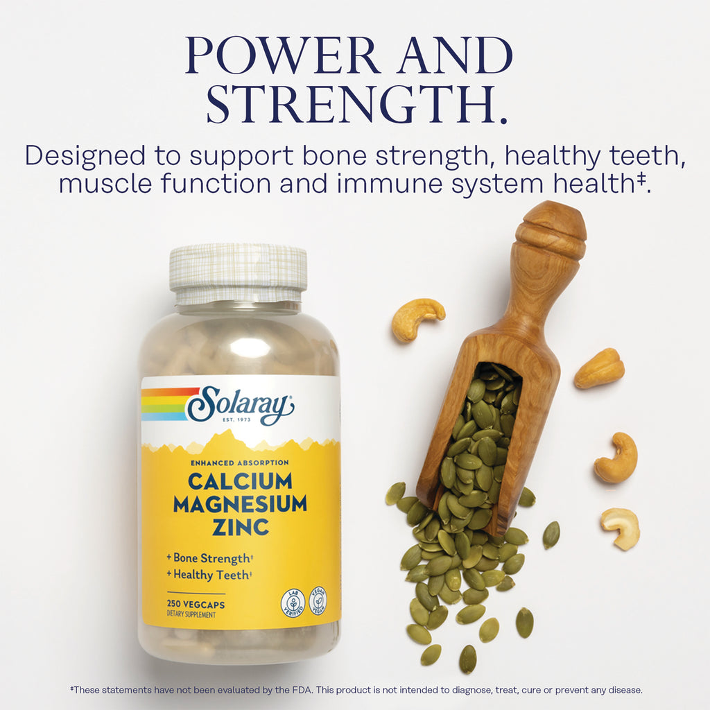 SLR289 | Power and StrengthSolaray Calcium Magnesium Zinc vegcaps with pumpkin seeds and cashews - Thumbnail