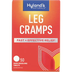 HY201 | Hyland's Naturals box labeled LEG CRAMPS with FAST + EFFECTIVE RELIEF, 50 quick-dissolving tablets front packaging