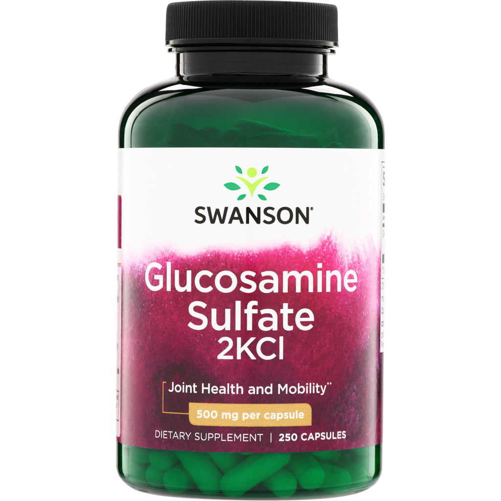 SW528 | Swanson Glucosamine Sulfate 2KCl, 500 mg per capsule, 250-capsule bottle; Joint Health and Mobility - Thumbnail