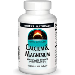 SN786 | Source Naturals Calcium & Magnesium dietary supplement, amino acid chelate with vitamin D-3, 250 tablets