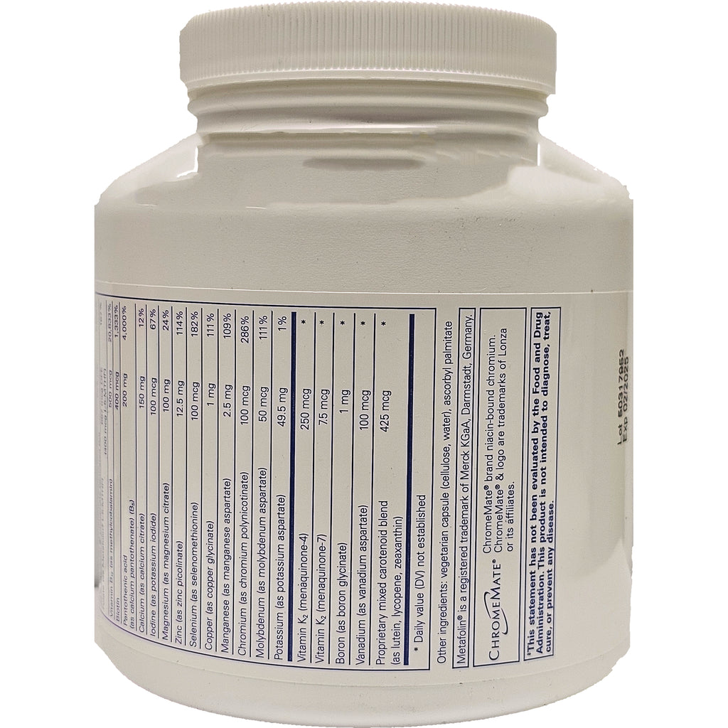 PRN006 | back label showing Supplement Facts nutrition panel and ingredients on white supplement bottle - Thumbnail