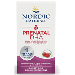 NRN103 | Nordic Naturals Prenatal DHA box with strawberry flavor and 90 soft gels