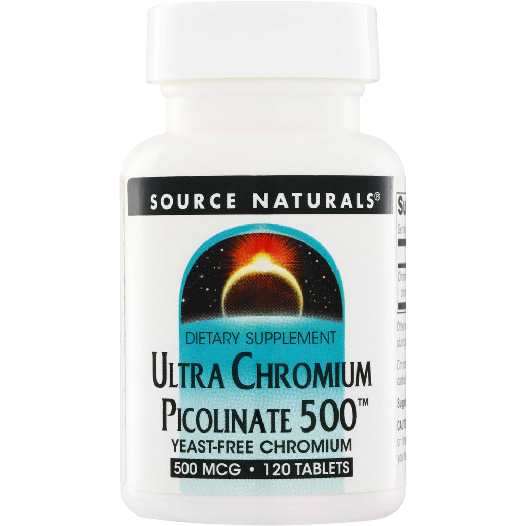 SN267 | Source Naturals Ultra Chromium Picolinate 500 dietary supplement, 500 mcg, 120 tablets - Thumbnail