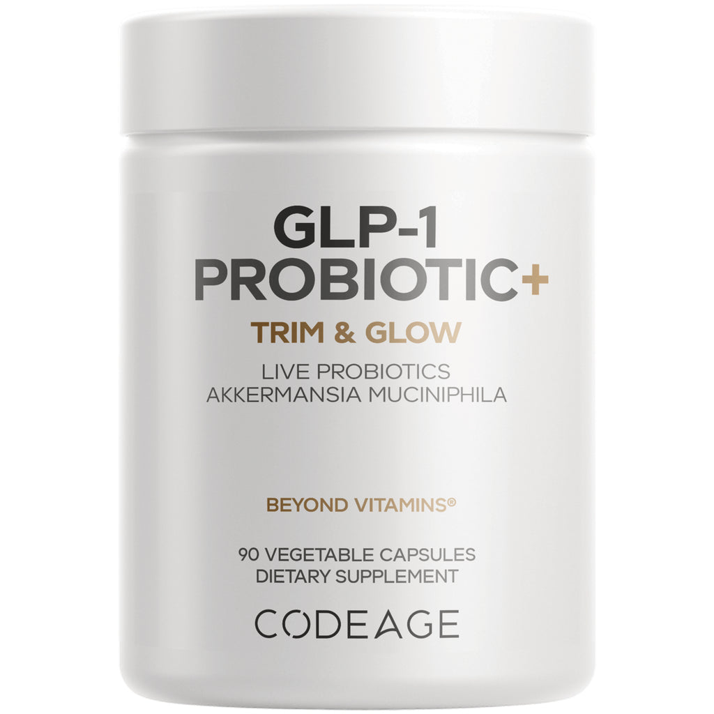 CDG017 | Codeage GLP-1 Probiotic+ white supplement jar front label showing product name and dosage - Thumbnail