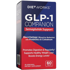 DTW003 | Dietworks GLP-1 Companion box front labeled Semaglutide Support, 60 tablets dietary supplement