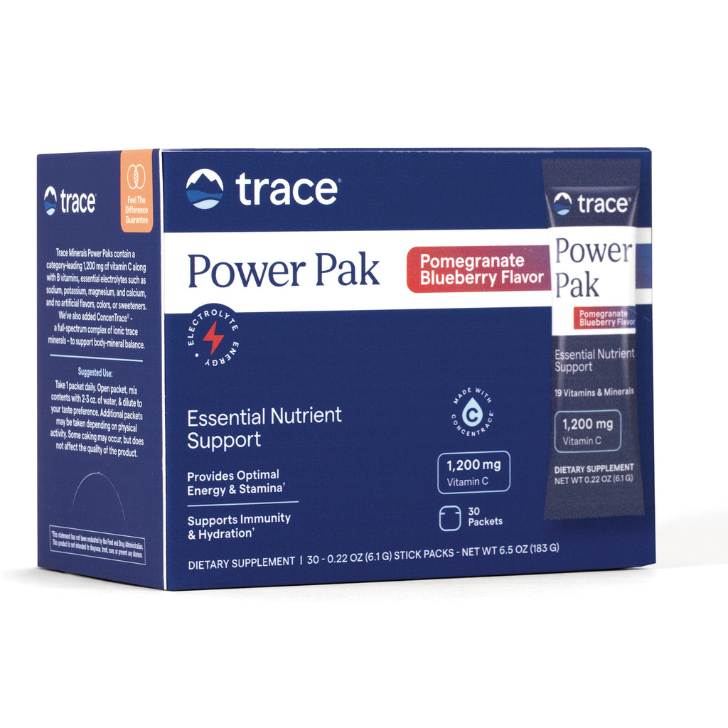 TM069 | Trace Minerals Power Pak, Pomegranate Blueberry flavor box, 30 packets, 1,200 mg vitamin C - Thumbnail