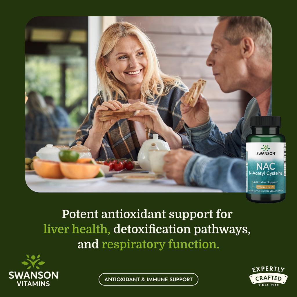 SW854 | Swanson NAC bottle with lifestyle scene and antioxidant support claims - Thumbnail