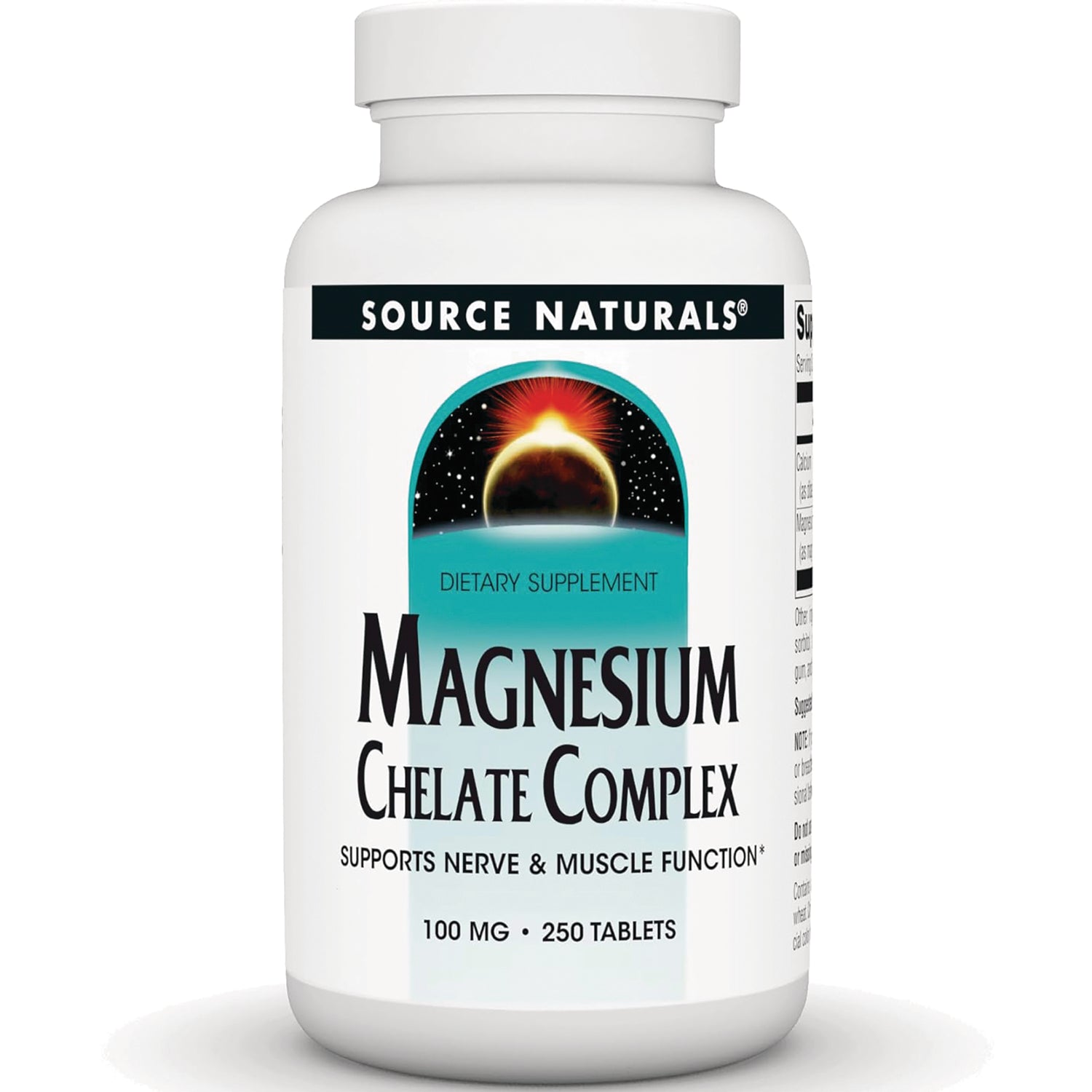 SN691 | Source Naturals Magnesium Chelate Complex dietary supplement, 100 mg, 250 tablets