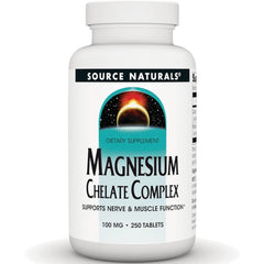 SN691 | Source Naturals Magnesium Chelate Complex dietary supplement, 100 mg, 250 tablets