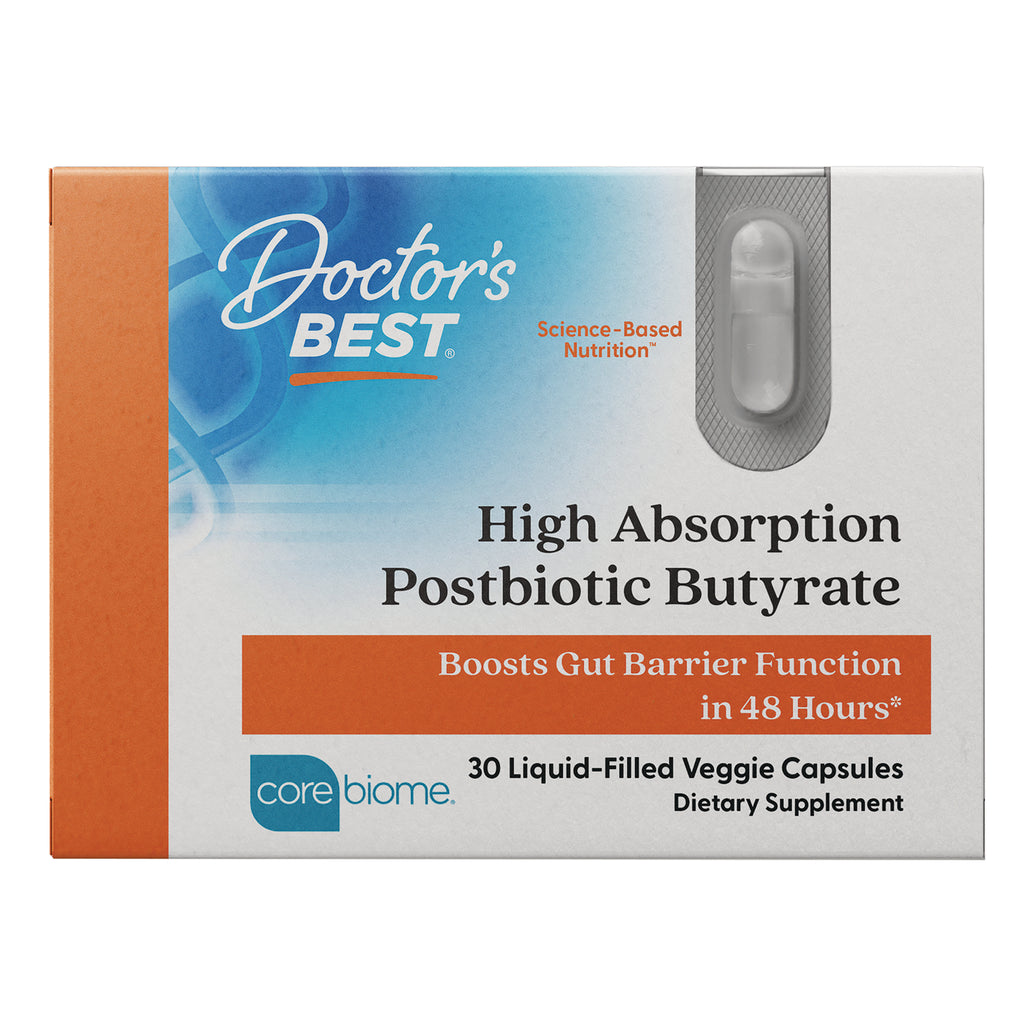 DB308 | Doctor's Best High Absorption Postbiotic Butyrate box, 30 liquid-filled veggie capsules, boosts gut barrier function in 48 Hours - Thumbnail