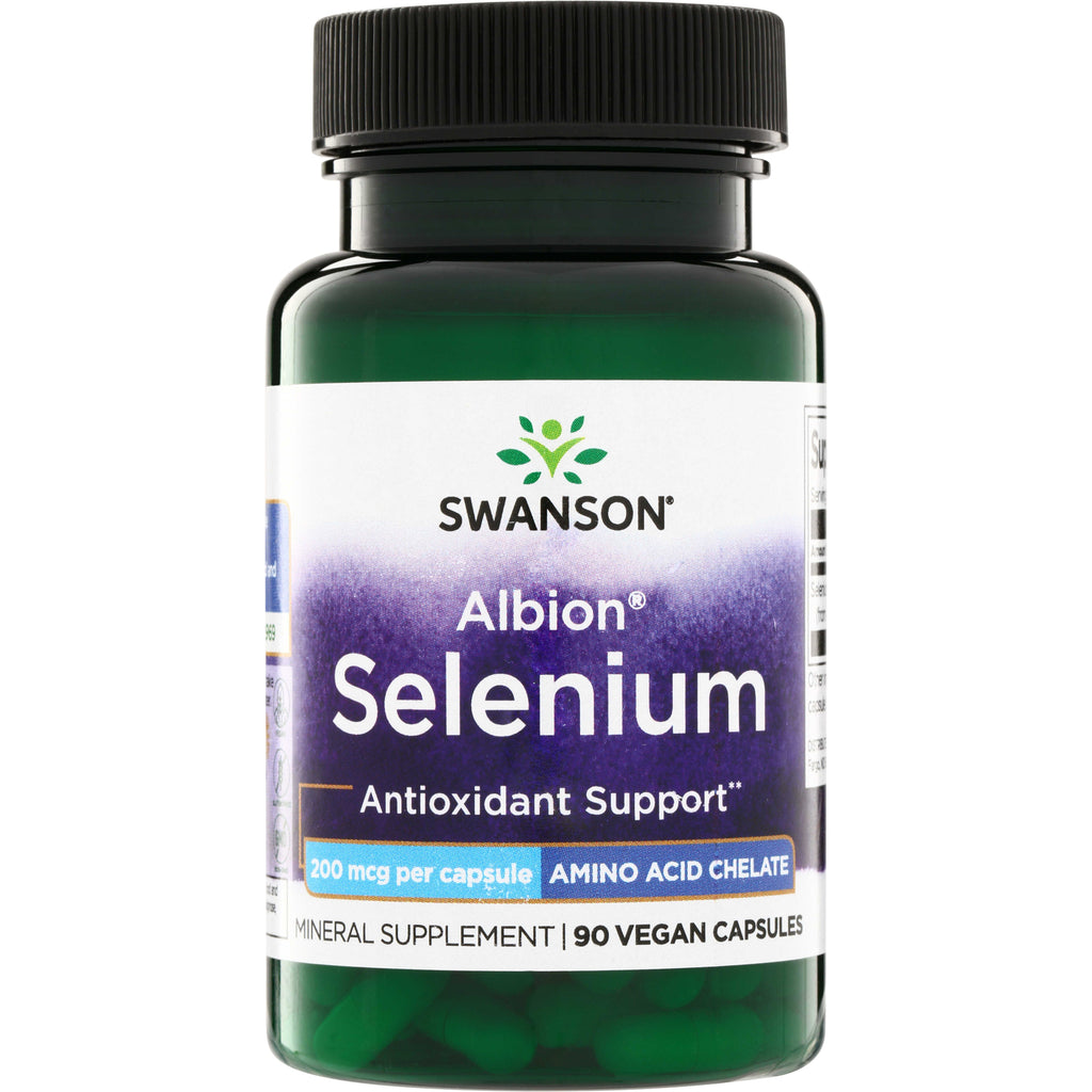 SWU067 | Swanson Albion Selenium 200 mcg per capsule, Antioxidant Support, amino acid chelate, 90 vegan capsules - Thumbnail
