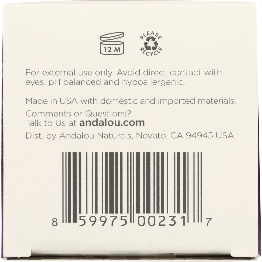 ADN009 | Back panel with usage warnings, andalou.com text and barcode - Thumbnail