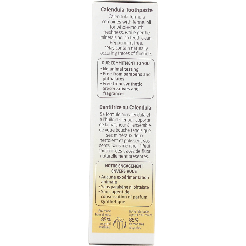 WEL038 | Calendula Toothpaste side panel with 'Our Commitment to You'no animal testing, free from parabens and phthalates - Thumbnail