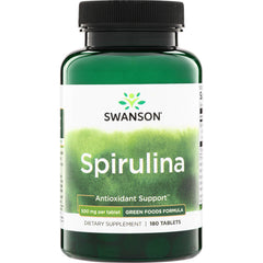 SWR010 | Swanson Spirulina tablets, 500 mg per tablet, 180 count, Antioxidant Support*, Green Foods Formula