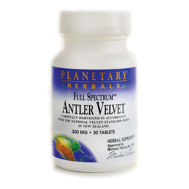 PF211 | Planetary Herbals Full Spectrum Antler Velvet bottle, 250 mg 30 tablets herbal supplement - Thumbnail
